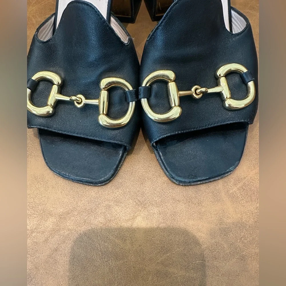Gucci 38.5 (8.5) Black Nappa Mule Sandal Slide Baby Horsebit Retail $920 - Picture 11 of 13